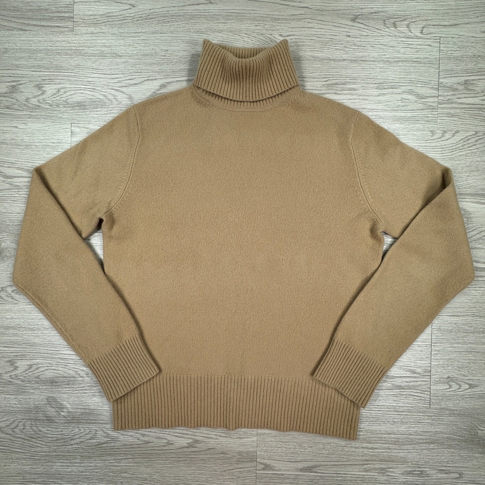 Lord & Taylor Men's Turtleneck Sweater Cashmere Camel Tan Brown Medium Soft Warm